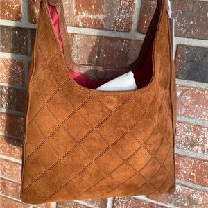 Hammitt Tim Chocolate Diamond Suede/Antique Gold